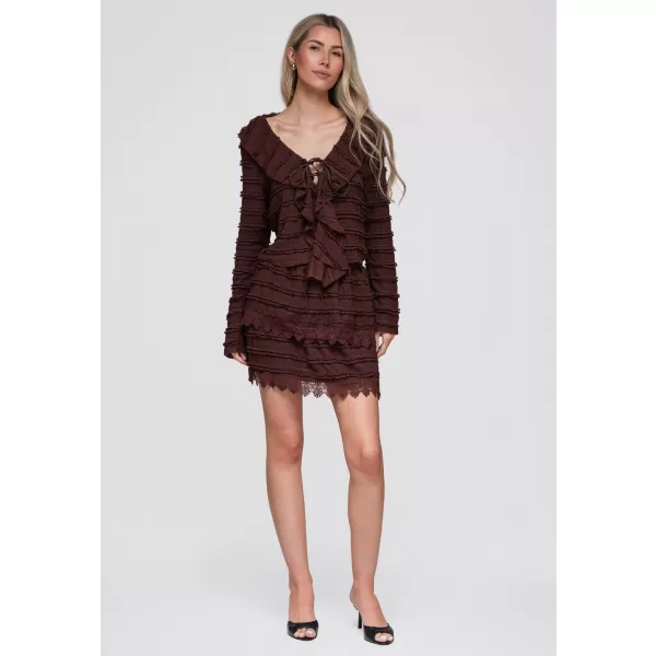  Dámska blúza OMBRE OW-TS-E0067 DARK BROWN 
