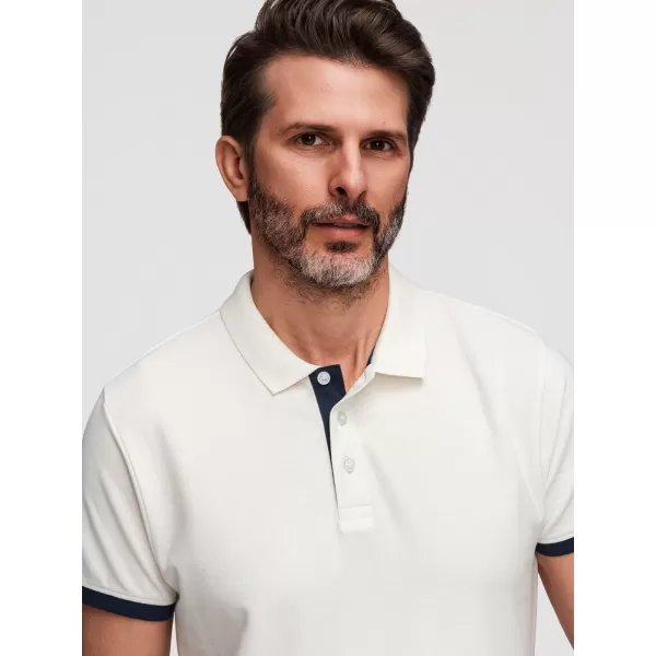  Pánske tričko s golierom OMBRE OM-POSS-0170 WHITE 