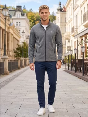 Pánska fleece mikina ALTISPORT ALM002852 ČIERNY MELÍR