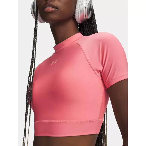  Dámske tričko UNDER ARMOUR HEATGEAR CROP MOCK SS 6010006-600 RUŽOVÁ 