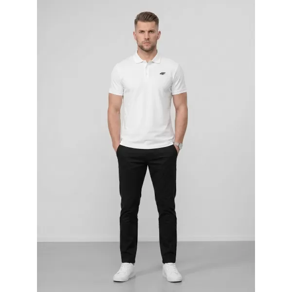  Pánske tričko s golierom 4F WMM00TPTSM0770 WHITE 