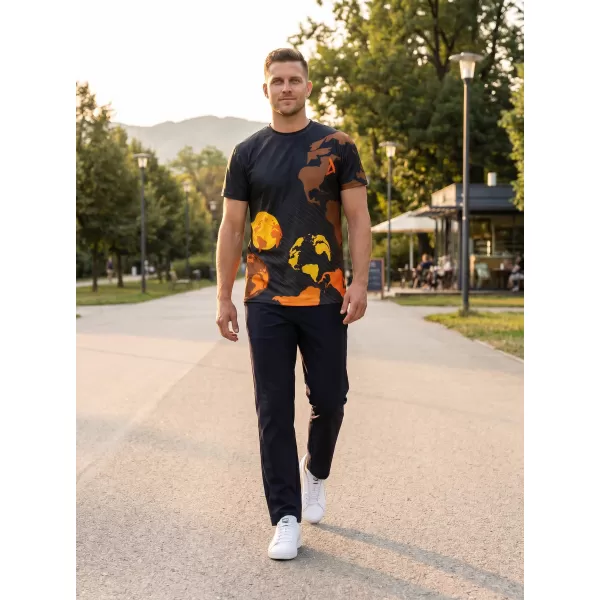  Pánske voľnočasové tričko premium ALTISPORT VOJ/ALM130TR06 ČIERNA-ORANŽOVÁ 