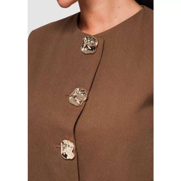 Dámsky kabát OMBRE OW-VE-E0006 BROWN 
