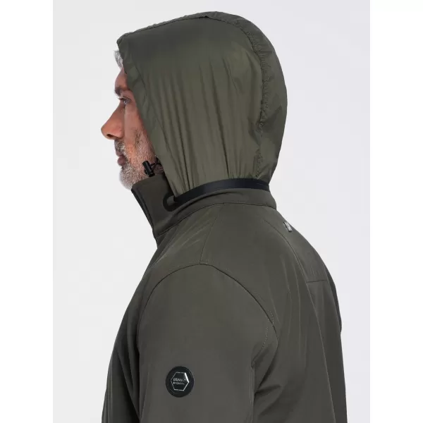  Pánska bunda s kapucňou OMBRE OM-JANP-0233 DARK OLIVE 