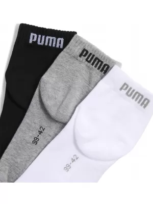 Ponožky PUMA UNISEX QUARTER PLAIN 3P 93858917 GREY/WHITE/BLACK