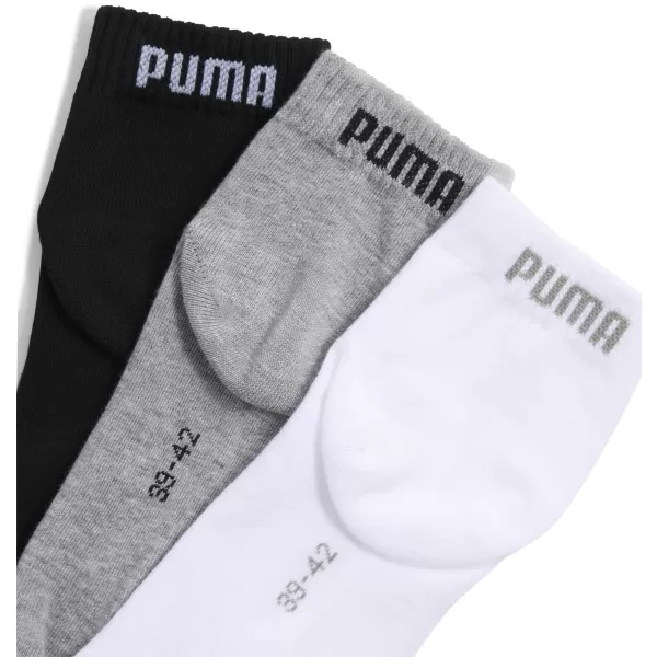  Ponožky PUMA UNISEX QUARTER PLAIN 3P 93858917 GREY/WHITE/BLACK 