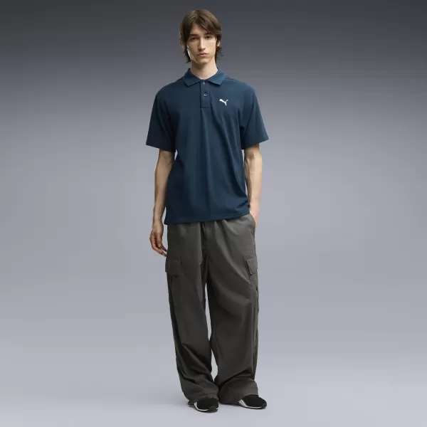  Pánske tričko s golierom PUMA WARDROBE ESS PIQUE RELAXED POLO 62965736 MIDNIGHT PETROL 