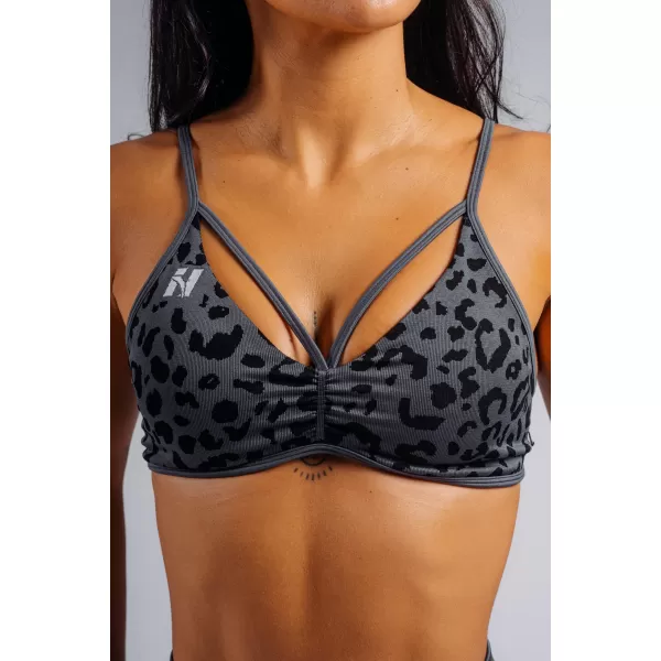  Medium support športová podprsenka s leopardím vzorom NEBBIA PRIMAL 854 BLACK LEOPARD 