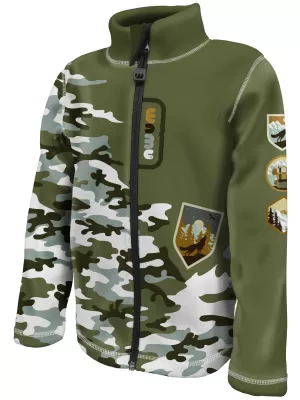 Fleecová mikina detská, MASKÁČ, khaki, vel. 104-110 ZELENÁ WAMU