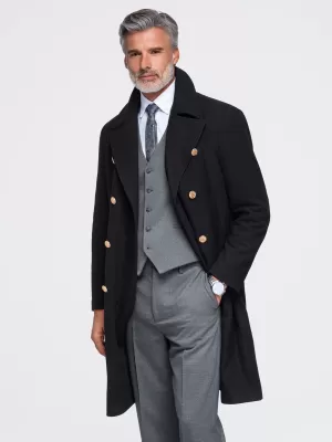 Pánsky kabát OMBRE OM-COWC-0156 BLACK