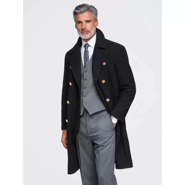  Pánsky kabát OMBRE OM-COWC-0156 BLACK 