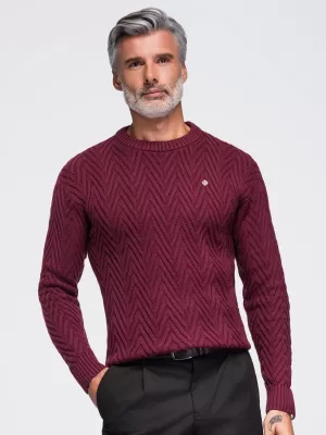 Pánsky sveter OMBRE OM-SWSW-0190 BURGUNDY