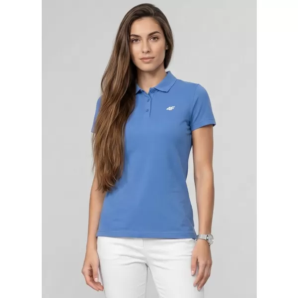  Dámske tričko s golierom 4F WMM00TPTSF0768 DENIM 