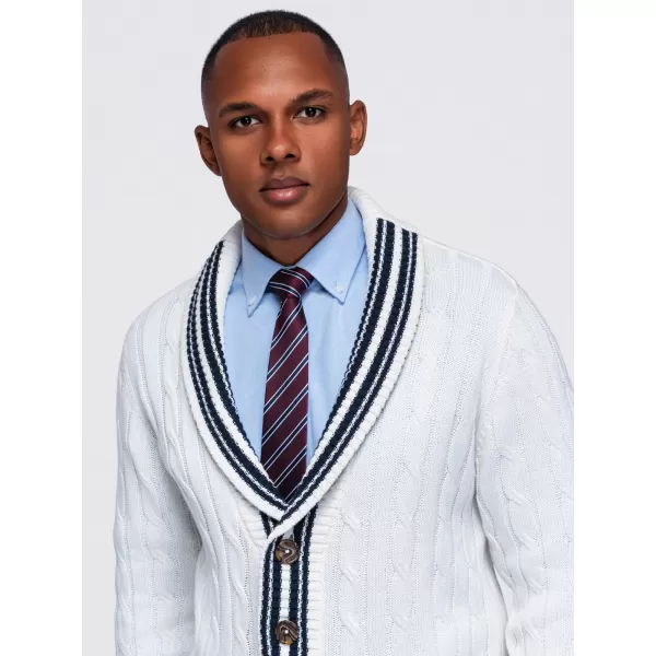  Pánsky kardigan OMBRE OM-SWCD-0196 WHITE 