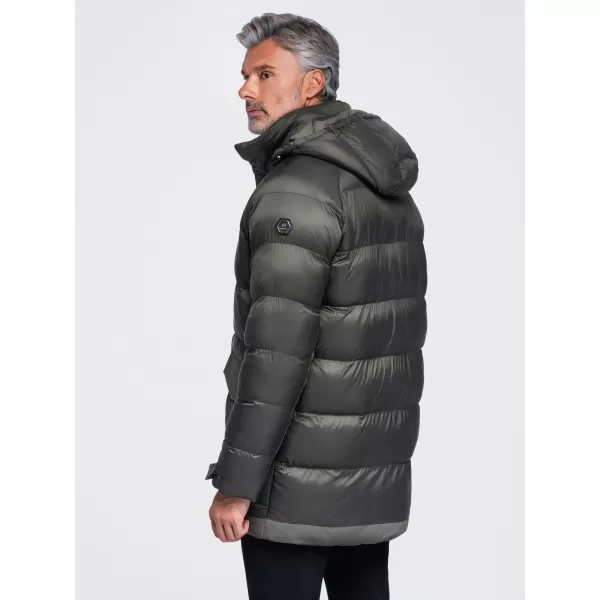  Pánska zimná bunda OMBRE OM-JALJ-0263 DARK OLIVE 