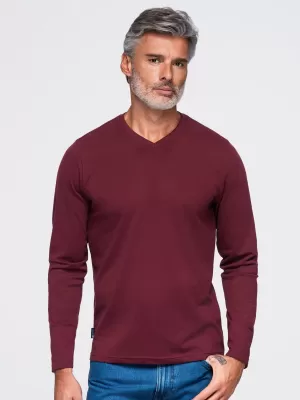 Pánske tričko OMBRE OM-LSBL-0143 BURGUNDY