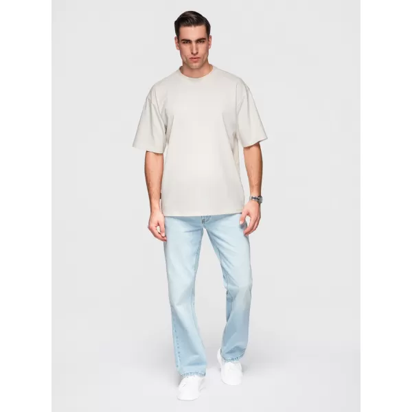  Pánske tričko OMBRE OM-TSBC-0291 OFF WHITE/OFF WHITE/BLACK 