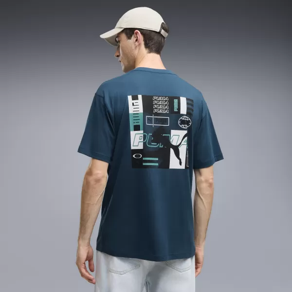  Pánske tričko PUMA GRAPHICS RELAXED STACKED TEE 69436836 MIDNIGHT PETROL 