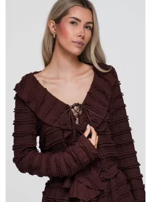Dámska blúza OMBRE OW-TS-E0067 DARK BROWN