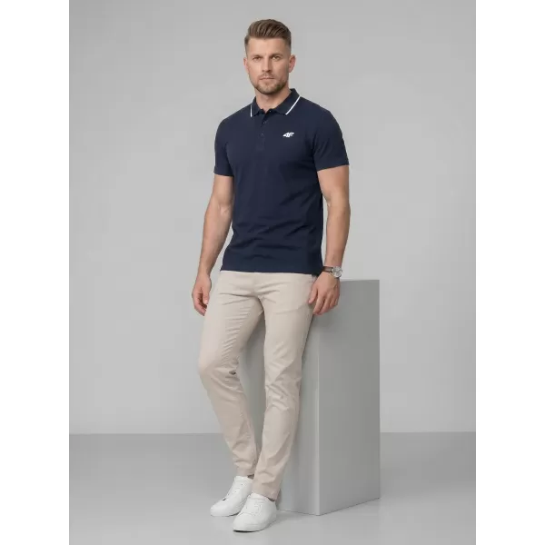  Pánske tričko s golierom 4F WMM00TPTSM0773 NAVY 