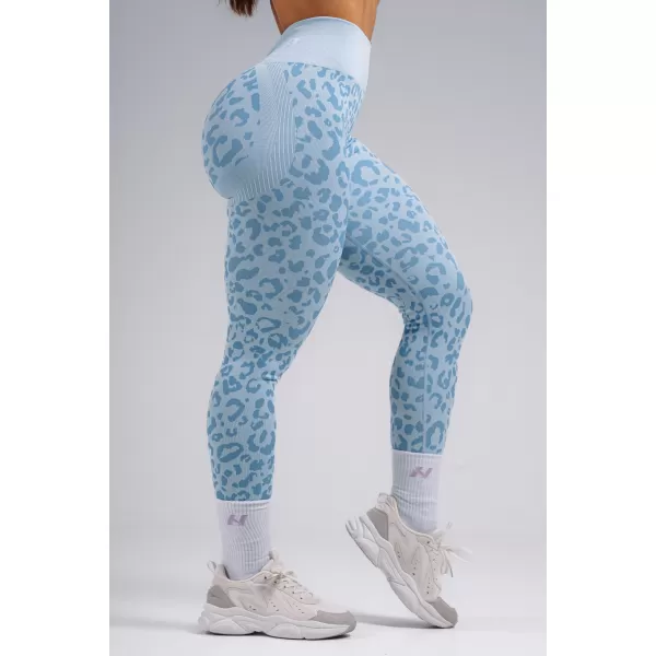  Kompresné push-up legíny s leopardím vzorom NEBBIA PRIMAL 849 BLUE LEOPARD 