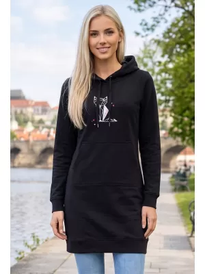 Dámska predĺžená mikina ALTISPORT ALW091419 ČIERNORUŽOVÁ