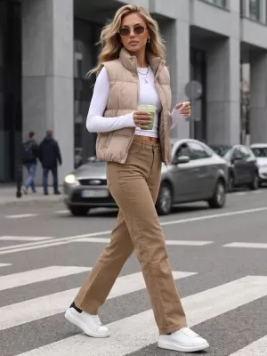 Dámske nohavice DSTREET UY3095 KARAMELOVÁ
