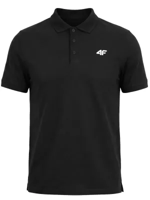 Pánske tričko s golierom 4F WMM00TPTSM0771 DEEP BLACK