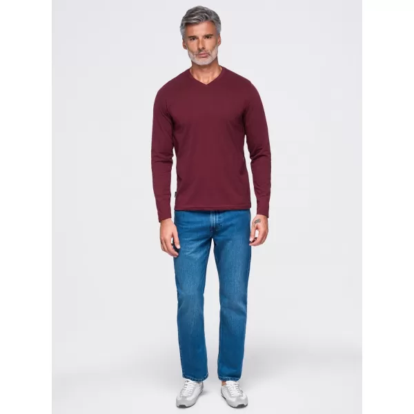  Pánske tričko OMBRE OM-LSBL-0143 BURGUNDY 
