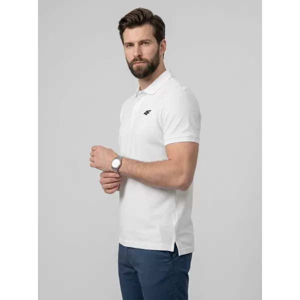  Pánske tričko s golierom 4F WMM00TPTSM0771 WHITE 