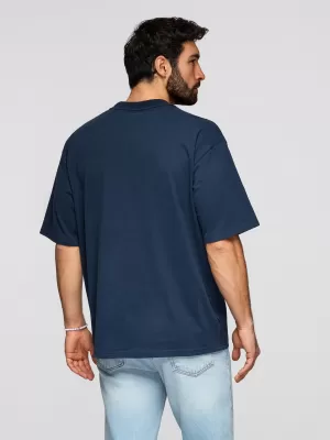 Pánske tričko OMBRE OM-TSBC-0291 OFF WHITE/PALE OLIVE/NAVY