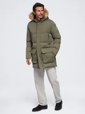 Pánska parka OMBRE OM-JALJ-0310 DARK OLIVE
