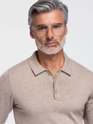 Pánske tričko s golierom OMBRE OM-POLS-0151 BEIGE