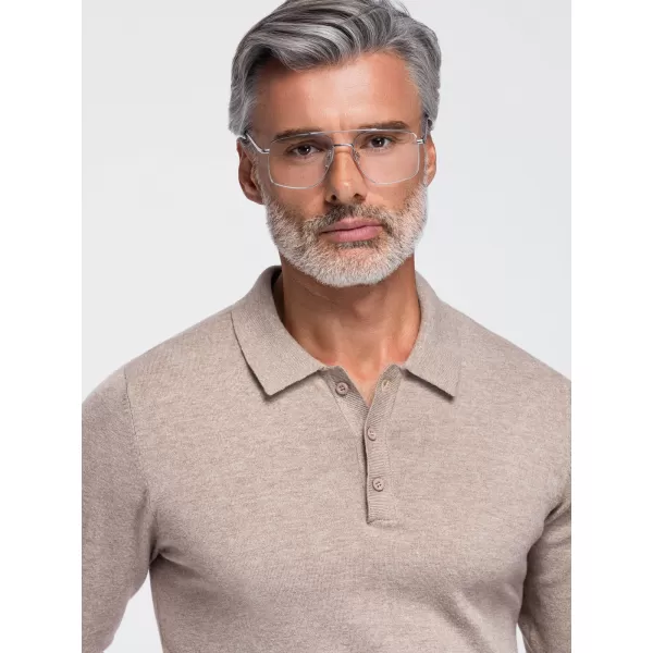 Pánske tričko s golierom OMBRE OM-POLS-0151 BEIGE 