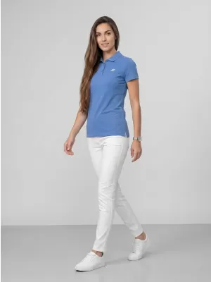 Dámske tričko s golierom 4F WMM00TPTSF0768 DENIM
