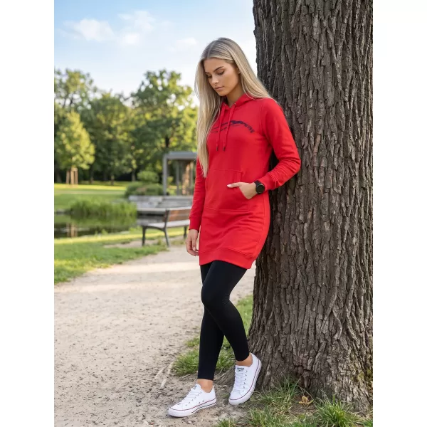  Dámska predĺžená mikina ALTISPORT ALW001419 ČERVENÁ 