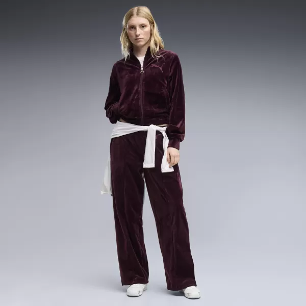  Dámska bunda PUMA ESS ELEVATED VELOUR TRACKJACKET 69402124 RUBY NOIR 