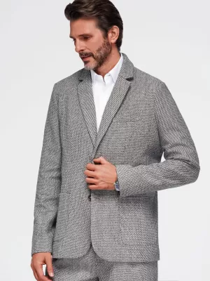Pánske sako OMBRE OM-BLZB-0130 BROWN MELANGE