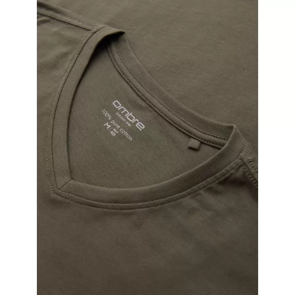  Pánske tričko OMBRE OM-LSBL-0143 DARK OLIVE 