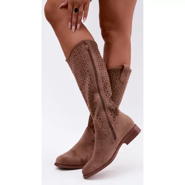  Dámske čižmy S.BARSKI HY62-8144 COFFEE 