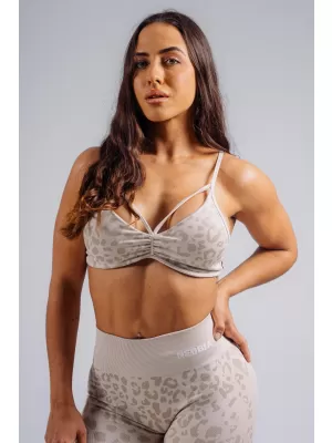 Medium support športová podprsenka s leopardím vzorom NEBBIA PRIMAL 854 CREAM LEOPARD