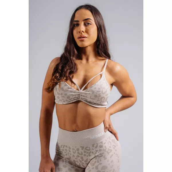  Medium support športová podprsenka s leopardím vzorom NEBBIA PRIMAL 854 CREAM LEOPARD 