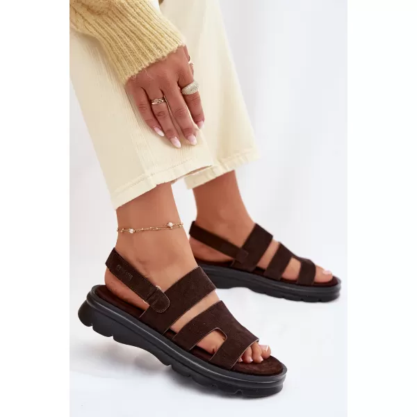  Dámske sandále BIG STAR SHOES TT274483 BROWN/BEIGE 