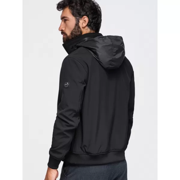  Pánska bunda s kapucňou OMBRE OM-JANP-0233 BLACK 