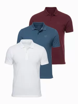 Pánske tričko s golierom OMBRE OM-POBS-0171 WHITE/MAROON/DARK BLUE