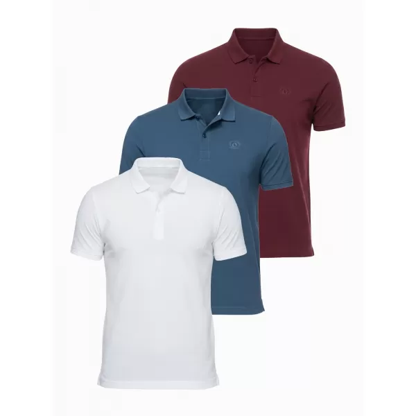  Pánske tričko s golierom OMBRE OM-POBS-0171 WHITE/MAROON/DARK BLUE 