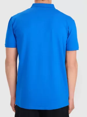 Pánske tričko s golierom 4F WMM00TPTSM0770 BLUE