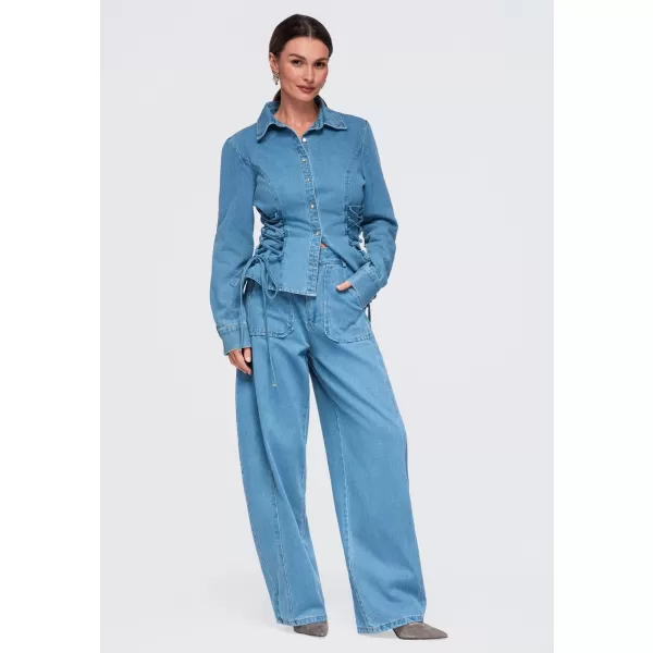  Dámske nohavice OMBRE OW-PA-E0017 BLUE 
