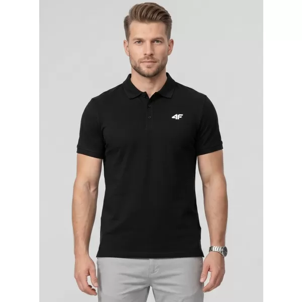  Pánske tričko s golierom 4F WMM00TPTSM0770 DEEP BLACK 