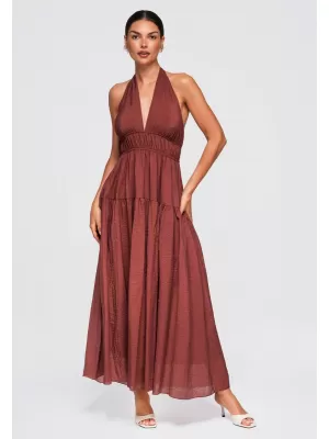 Dámske šaty OMBRE OW-DLR-E0001 BROWN